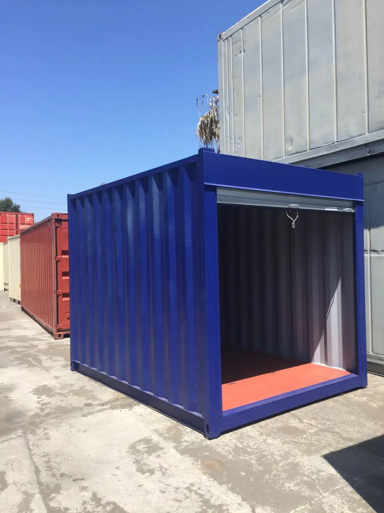 15 ft special, blue, roll-up door open