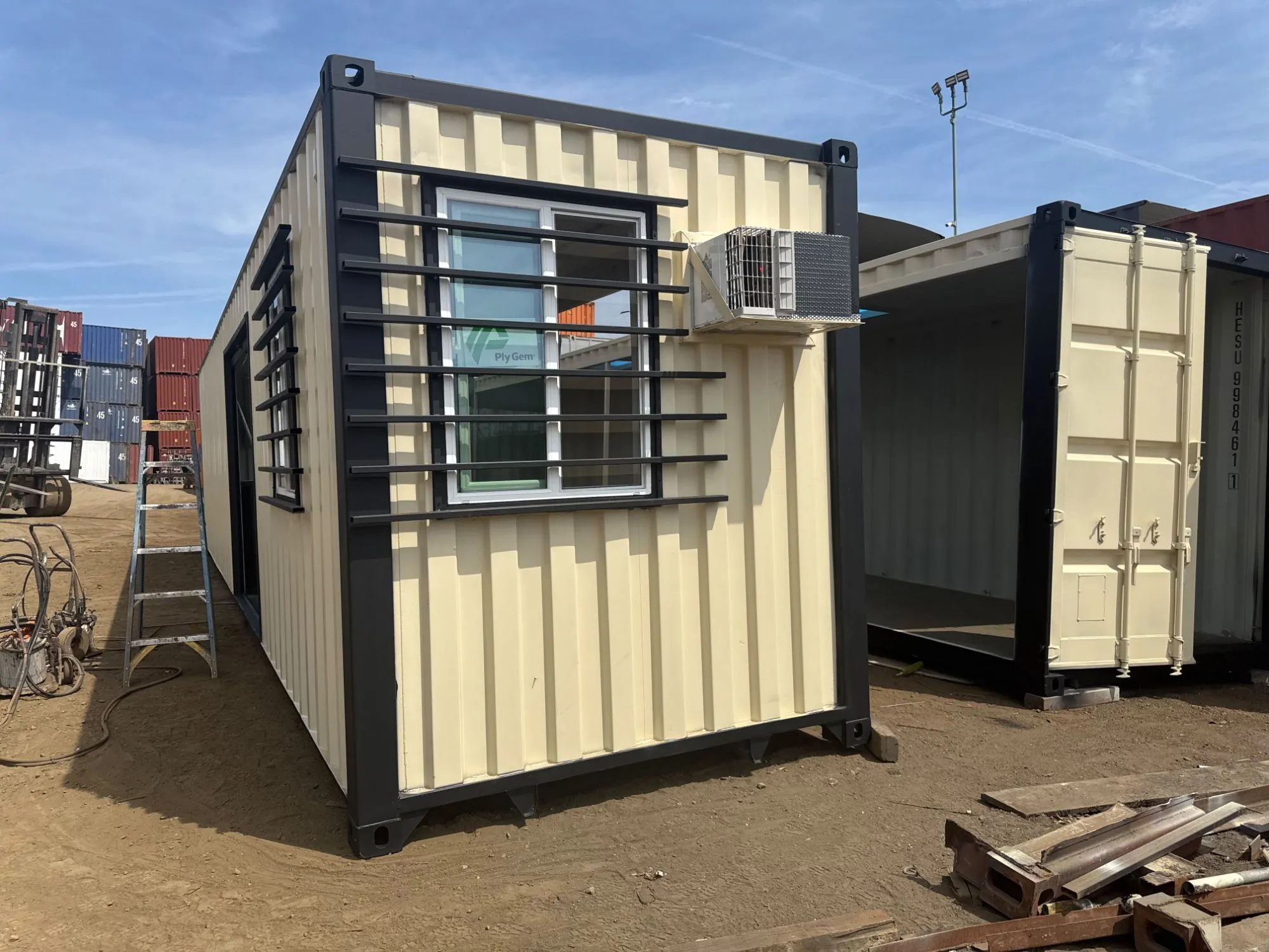 Office with wall AC and security bars